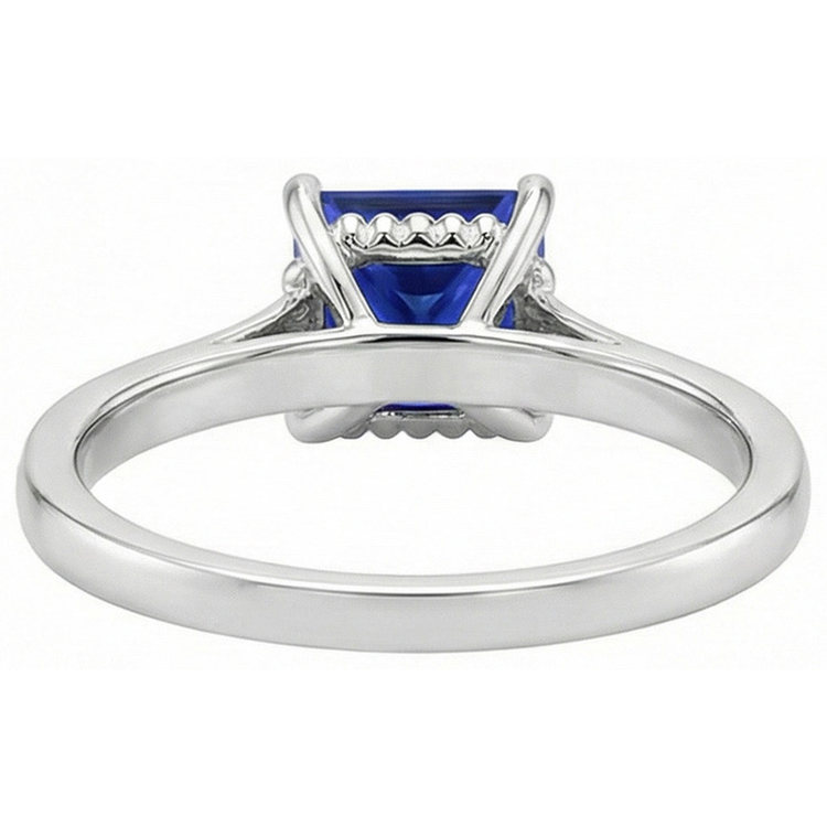 Bague 3 pierres diamant et saphir du Sri Lanka taille princesse 3.75 carats