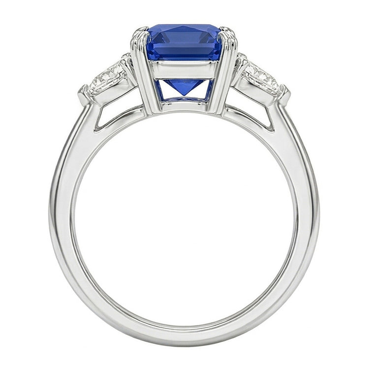 Bague 3 pierres en saphir rayonnant pour femme et mille milliards de diamants 2.25 carats