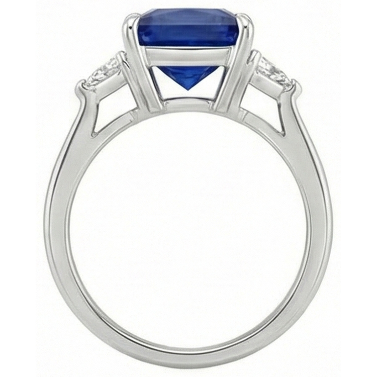 naturel princess saphir 5.50carats bague sur blanc