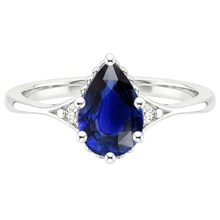 naturel pear diamant 3.25carats bague sur blanc
