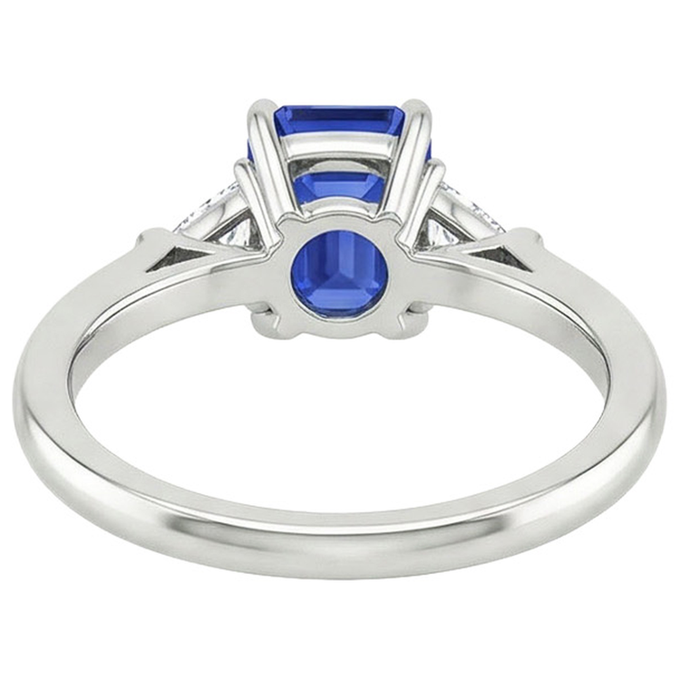 naturel trillion saphir 3.25carats bague détail rapproché