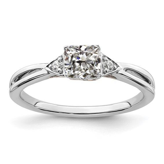 Bague À 3 Pierres Rondes Et Coussin Vieux Mineur Véritable Diamond Ring Split Shank 2.50 Carats