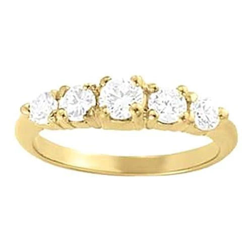 Bague A Griffes Demi-Eternité En Or Jaune 2,25 Carats Et Réel Diamants 14K