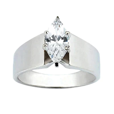 Bague A Tige Epaisse En Réel Diamant Marquise De 2.5 Carats