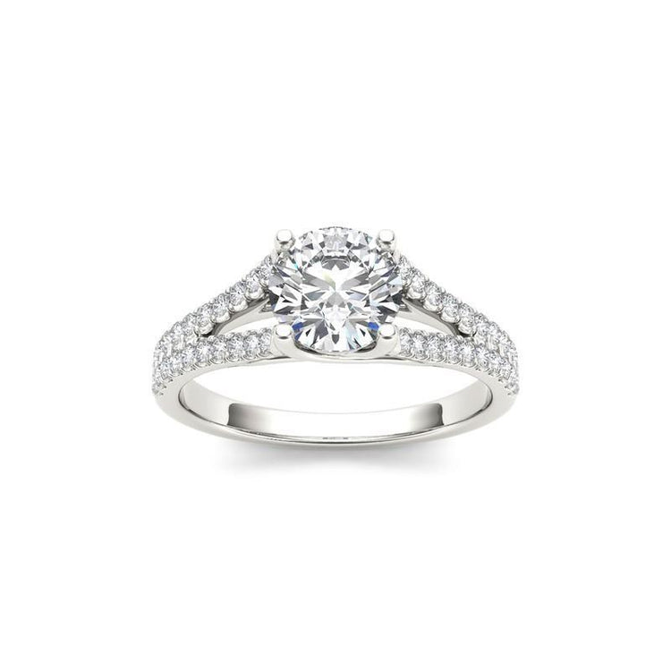 Bague Accentuée De Naturel Diamants Ronds De 4.25 Cts Pour Femmes En Or Blanc 14K