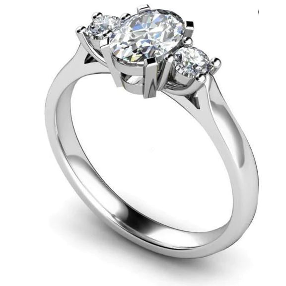 Bague Anniversaire 3 Pierres 2.70 Ct Réel Diamants Etincelants Or Blanc 14K