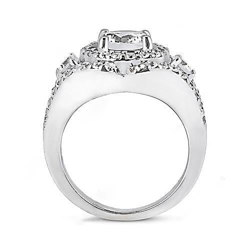 Bague Anniversaire A 2,72 Carats De Réel Diamants Gros Bijoux En Or Blanc