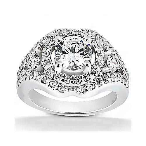 Bague Anniversaire A 2,72 Carats De Réel Diamants Gros Bijoux En Or Blanc