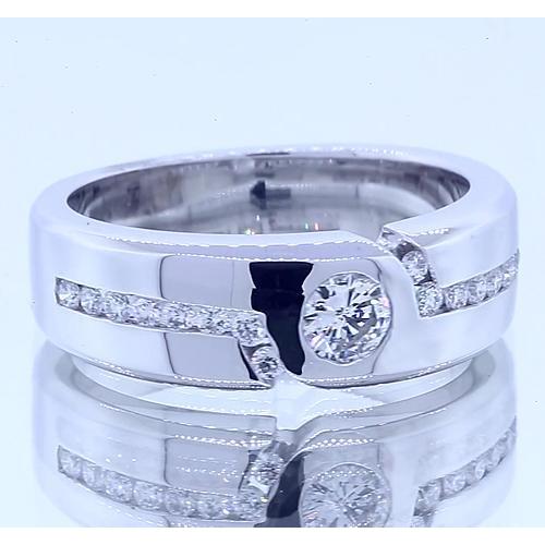 Bague Anniversaire À Réel Diamants Ronds Simples De 1 Carat En Or Blanc 14K Vs1 F
