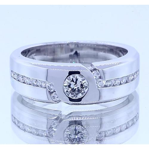 Bague Anniversaire À Réel Diamants Ronds Simples De 1 Carat En Or Blanc 14K Vs1 F
