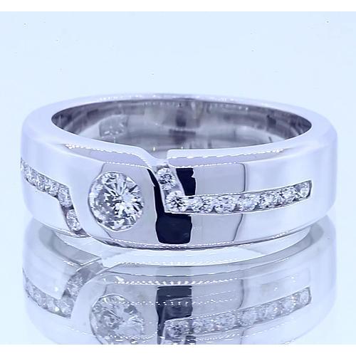 Bague Anniversaire À Réel Diamants Ronds Simples De 1 Carat En Or Blanc 14K Vs1 F