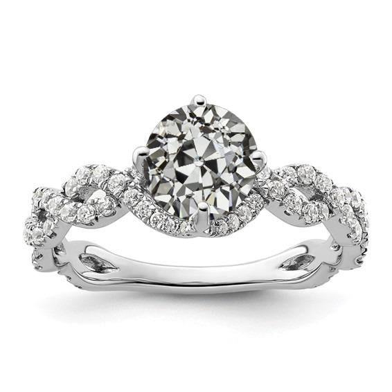 Bague Anniversaire Ancienne Mine Cut Naturel Diamond Twisted Infinity Style 5 Carats