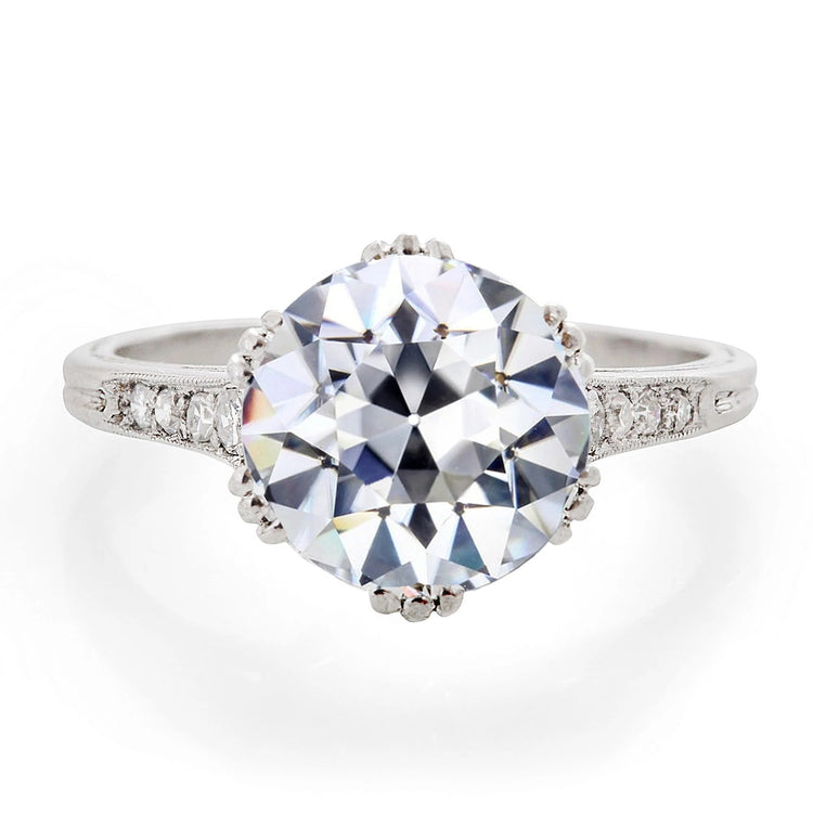 Bague Anniversaire Avec Accents Rond Vieux Réel Diamant Européen 4.50 Carats