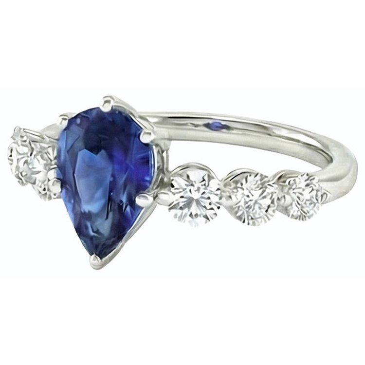Bague Anniversaire Ceylan Saphir & Diamant Bijoux Pierres Précieuses 3 Carats