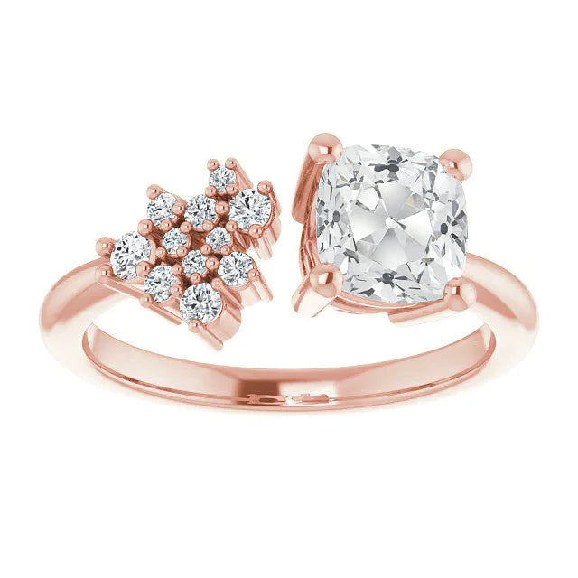 Bague Anniversaire Coussin Réel Diamant Taille Ancienne Sertie 4 Griffes 4.75 Carats