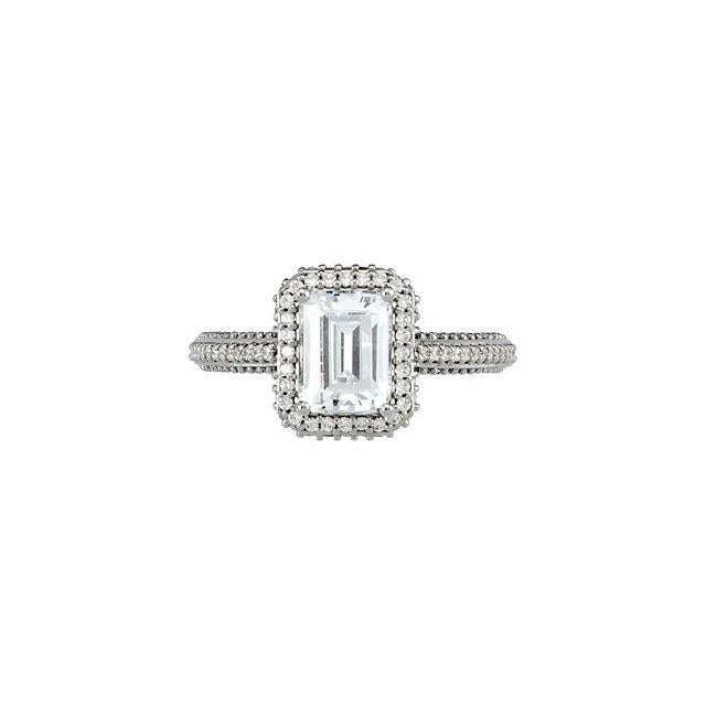 Bague Anniversaire De Fiançailles Naturel Diamant Emeraude 2.36 Carats Or Blanc 14K