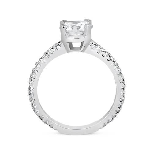 Bague Anniversaire De Fiançailles Réel Diamant Rond 1.52 Carat Or Blanc 14K
