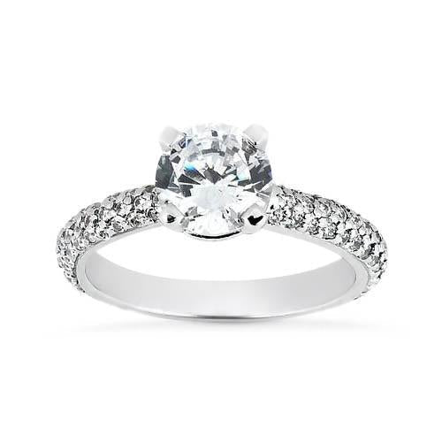Bague Anniversaire De Fiançailles Réel Diamant Rond 1.52 Carat Or Blanc 14K