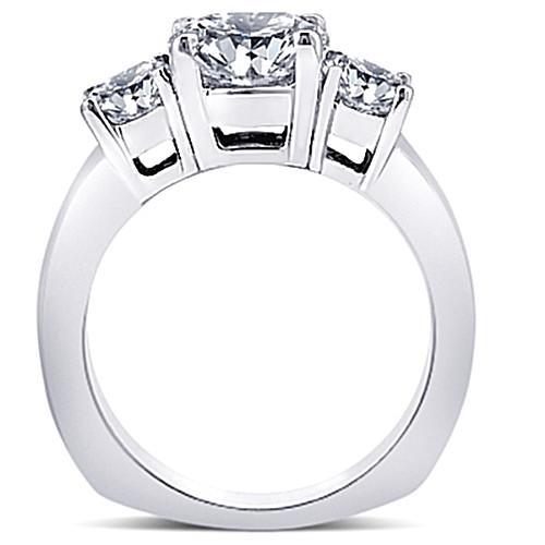 Bague Anniversaire De Fiançailles Trois Pierres Véritable Diamant 3 Carats Or Blanc