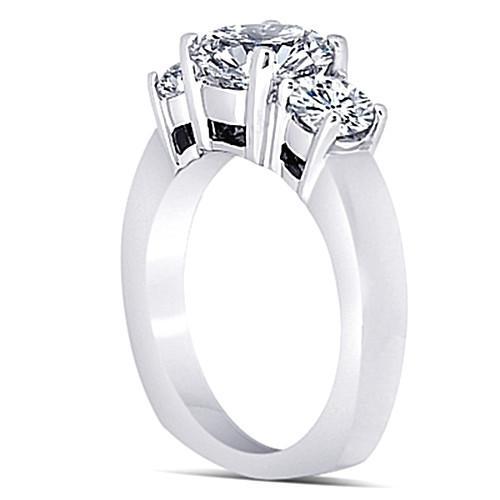 Bague Anniversaire De Fiançailles Trois Pierres Véritable Diamant 3 Carats Or Blanc