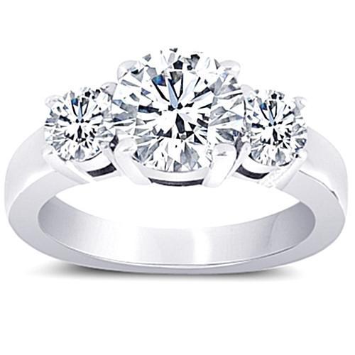 Bague Anniversaire De Fiançailles Trois Pierres Véritable Diamant 3 Carats Or Blanc