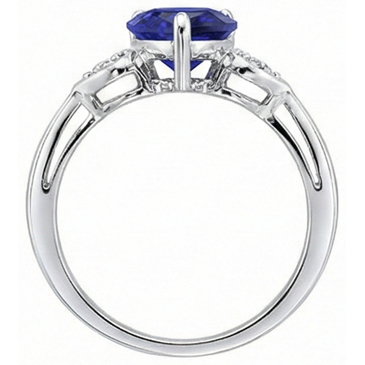 Bague Anniversaire Diamant Coeur Saphir Ceylan 2.50 Carats Or Blanc