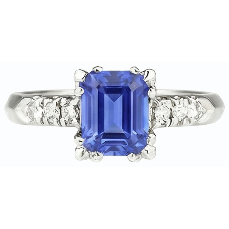 Bague Anniversaire Diamant Emeraude Saphir Bleu Clair 3 Carats