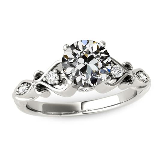 Bague Anniversaire Fantaisie Véritable Diamant Taille Ancienne Or Blanc 2.50 Carats