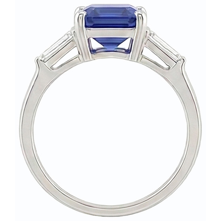 naturel baguette diamant 1.75carats bague vue de profil