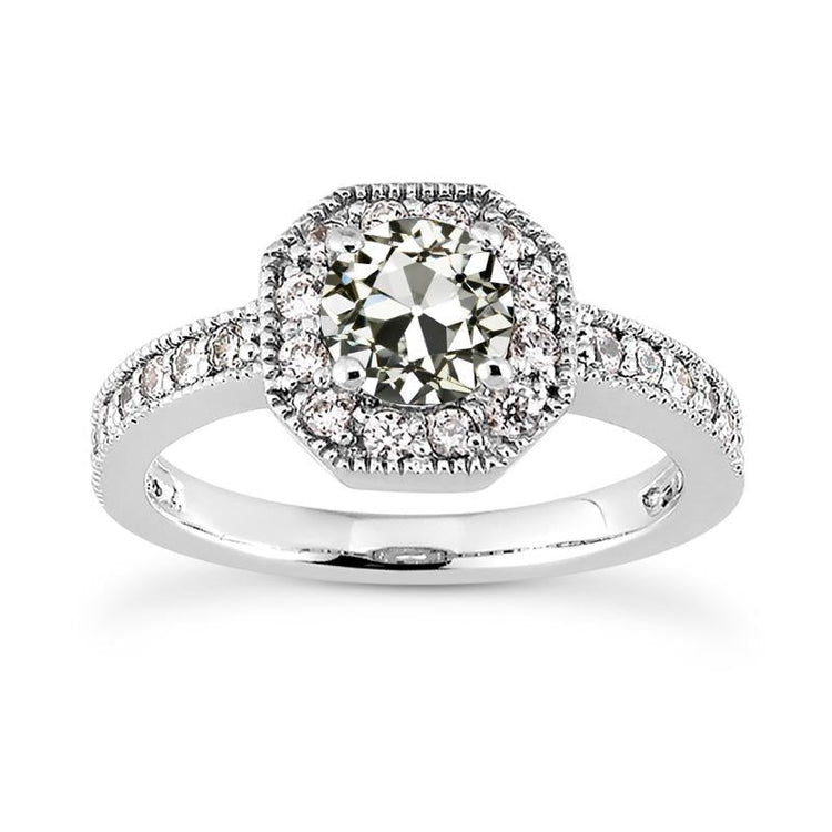 Bague Anniversaire Halo Ronde Vieux Réel Diamant Européen Millgrain 3.75 Carats