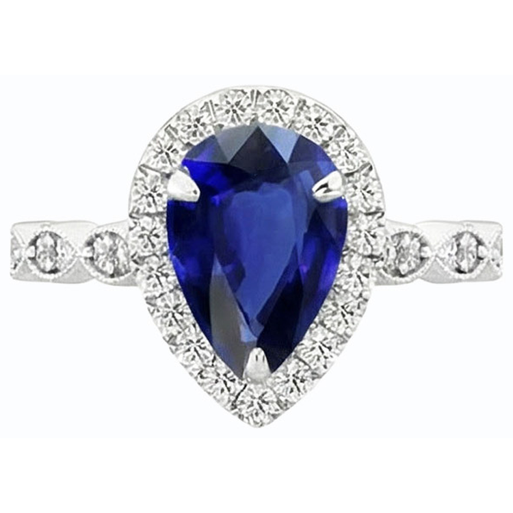naturel pear diamant 2.50carats bague vue de profil