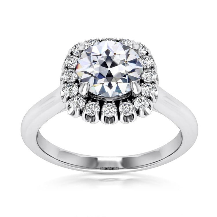 Bague Anniversaire Halo Véritable Diamant Rond Vieux mineur Or 5.75 Carats