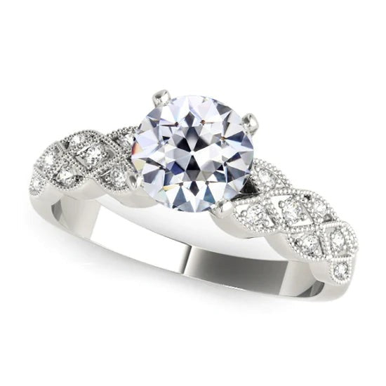 Bague Anniversaire Miligrain Taille Ancienne Réel Diamant Rond 3.50 Carats