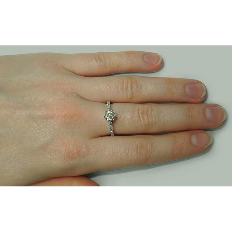 Bague Anniversaire Naturel Diamant Rond 1.35 Carats Or Blanc 14K