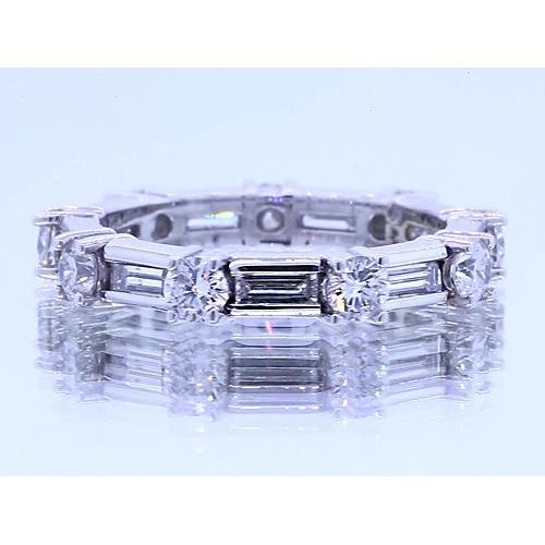 Bague Anniversaire Naturel Diamant Rond & Baguettes 2.70 Carats Bijoux