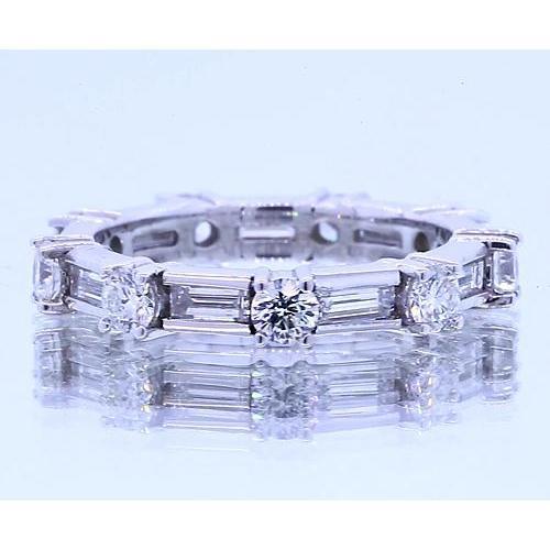 Bague Anniversaire Naturel Diamant Rond & Baguettes 2.70 Carats Bijoux