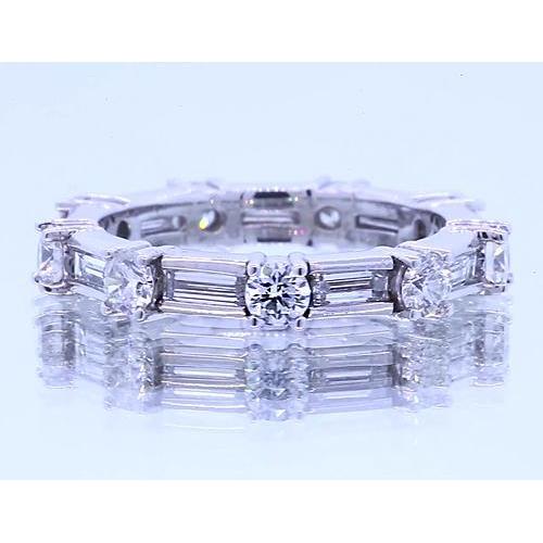 Bague Anniversaire Naturel Diamant Rond & Baguettes 2.70 Carats Bijoux