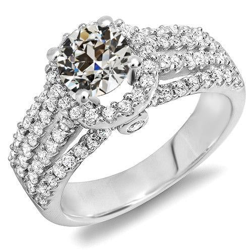 Bague Anniversaire Naturel Diamant Rond Vieux mineur Accents Multi Rangée 7 Carats