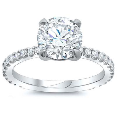 Bague Anniversaire Naturel Diamant Taille Ronde Gros 4.30 Carats Or Blanc 14K