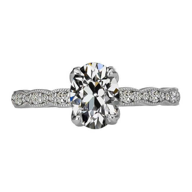 Bague Anniversaire Ovale Réel Diamant Taille Ancienne Mine Or 6.50 Carats