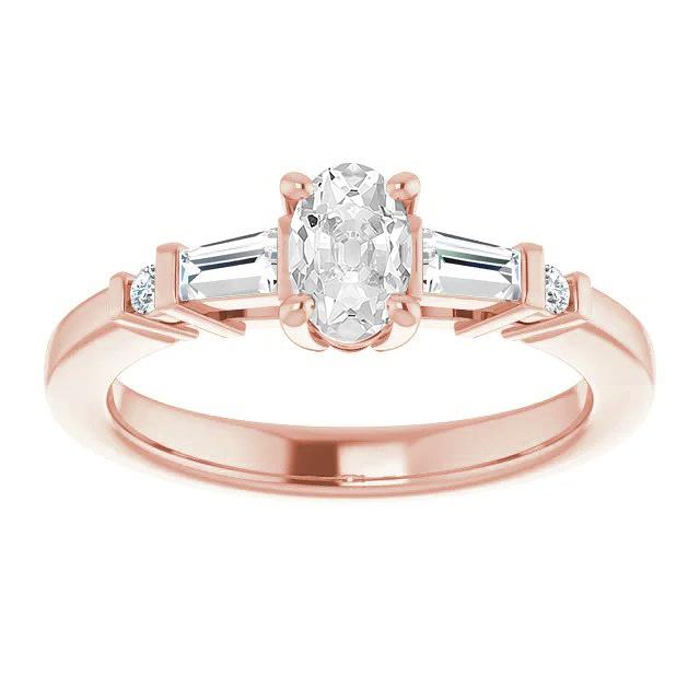 Bague Anniversaire Ovale Vieux Mineur Naturel Diamants 5 Pierres Serti 3.65 Carats