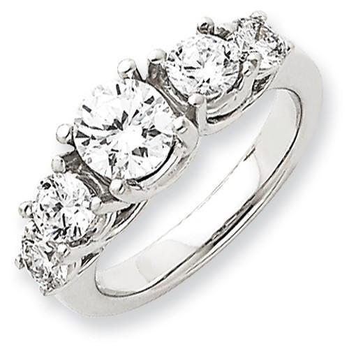 Bague Anniversaire Réel Diamant 2 Carats Femme Or Blanc 14K Bijoux