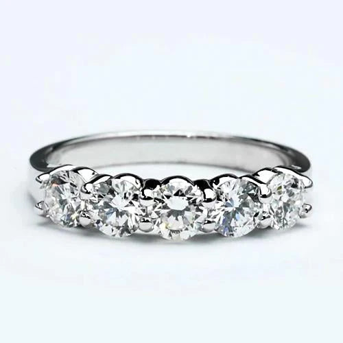 Bague Anniversaire Réel Diamant A cinq Pierres