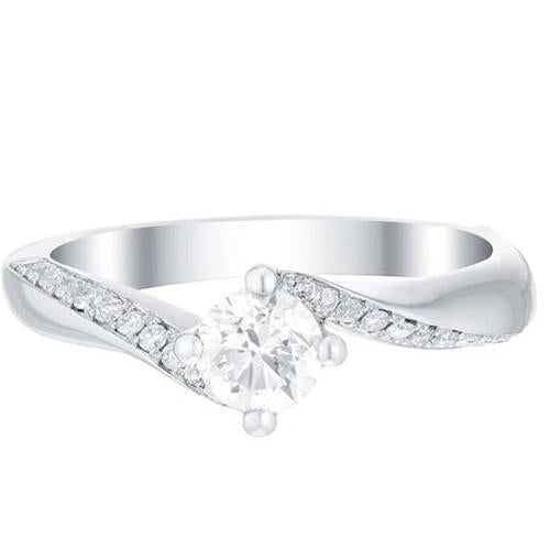 Bague Anniversaire Réel Diamant Coupe Ronde Etincelante De 2.50 Cts En Or Blanc 14K