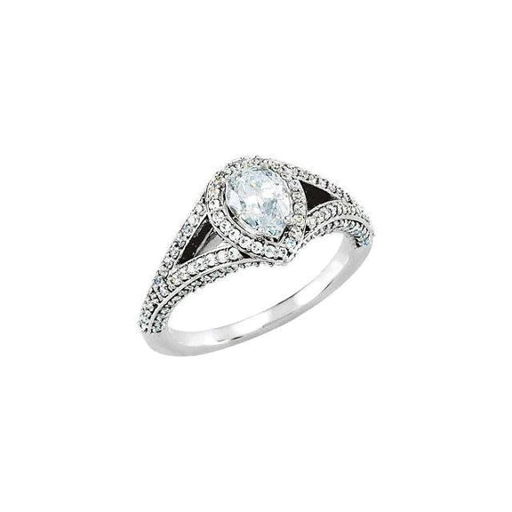 Bague Anniversaire Réel Diamant Poire Halo Etincelante Tige Fendue 2.31 Carats