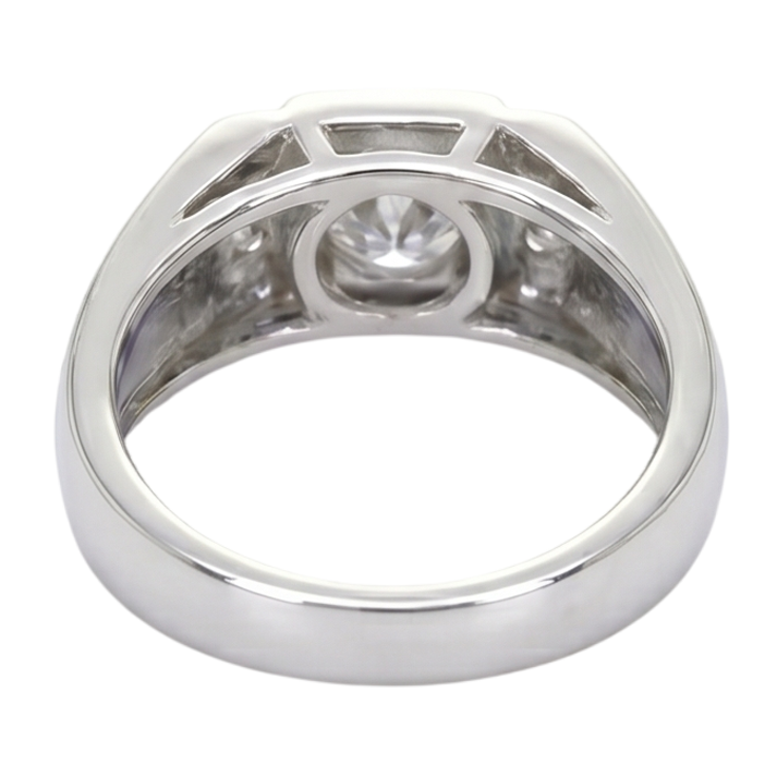Bague Anniversaire Réel Diamant Rond 1.75 Carats Or Blanc 14K