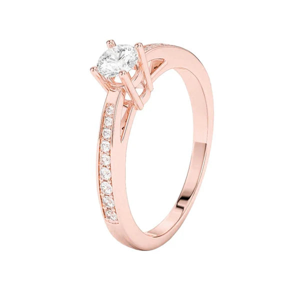 Bague Anniversaire Réel Diamant Rond Etincelant De 1.50 Ct En Or Rose14K