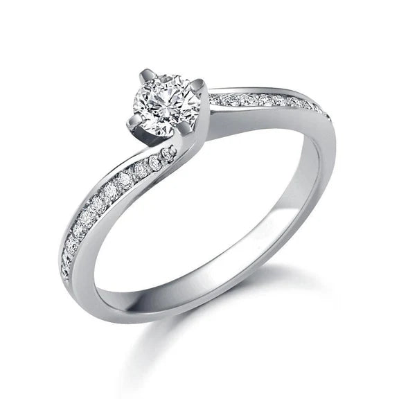 Bague Anniversaire Réel Diamant Rond Or Blanc Forme Brillant 2.60 Carats