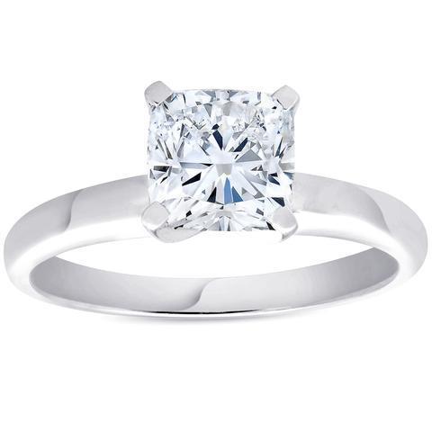 Bague Anniversaire Réel Diamant Solitaire Coussin 2.50 Carats Or Blanc