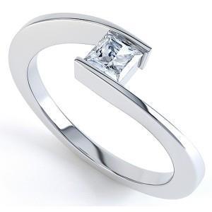 Bague Anniversaire Réel Diamant Solitaire Taille Princesse 1.10 Ct